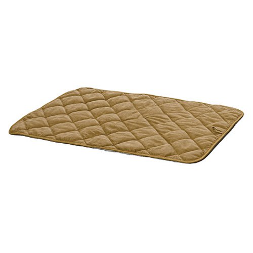 0027773015468 - HOMES FOR PETS QUIET TIME DELUXE QUILTED REVERSIBLE DOG MAT IN TAN SUEDE AND FLEECE