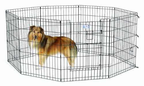 0027773017646 - MIDWEST HOMES FOR PETS EXERCISE PEN FOR PETS WITH SPLIT MAX LOCK DOOR, 30-INCH,