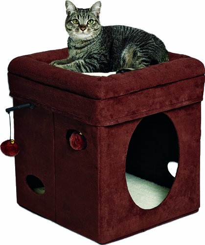 0027773018087 - MIDWEST HOMES FOR PETS CURIOUS CAT CUBE, BROWN SUEDE
