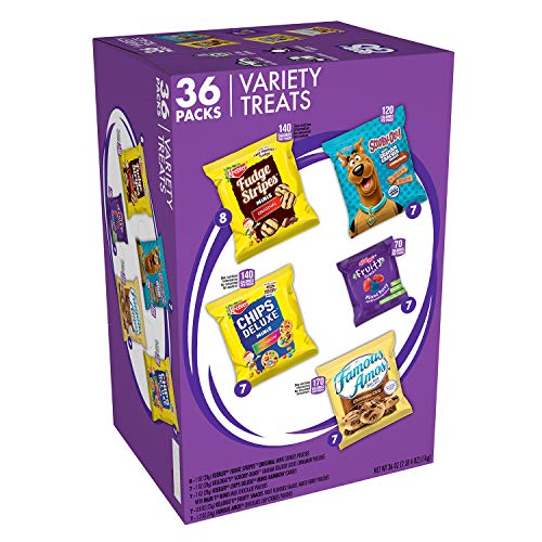 0027800101065 - KEEBLER SWEET TREAT VARIETY PACK, FUDGE STRIPES, CHIPS DELUXE RAINBOW, SCOOBY-DOO! GRAHAM CRACKERS, FAMOUS AMOS, FRUITY SNACKS, PACK OF 36