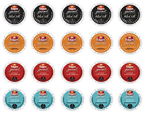 0027829424817 - FOLGERS GOURMET SELECTIONS - LIVELY COLOMBIAN, BLACK SILK, CARAMEL DRIZZLE & VANILLA BISCOTTI K-CUP SAMPLER PACK FOR KEURIG 2.0 - 20 COUNT/4 VARIETIES