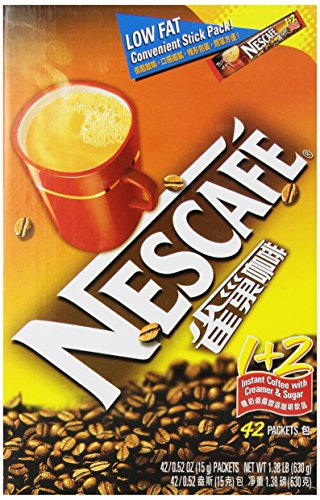 0028000645700 - NESCAFE 1+2 INSTANT COFFEE WITH CREAMER AND SUGAR, (42 PACKETS), 0.52 OUNCE BOX