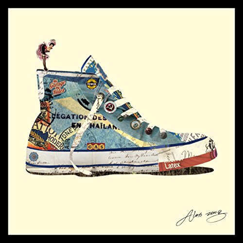 0028201029262 - EMPIRE ART DIRECT HIGH TOP SNEAKER ORIGINAL DIMENSIONAL COLLAGE HAND SIGNED BY ALEX ZENG FRAMED GRAPHIC WALL ART