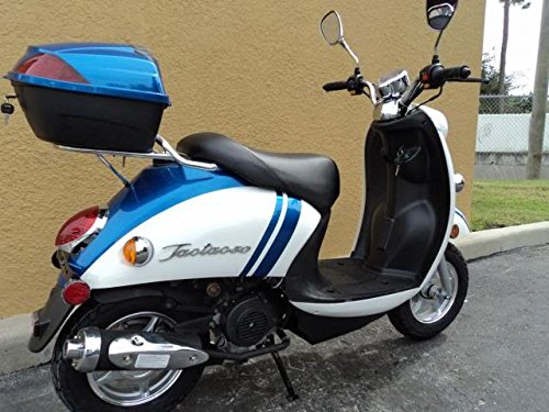 0028225138308 - TAOTAO CY50-B BLUE 49CC GAS AUTOMATIC SCOOTER MOPED W/ 10 INCH STEEL RIMS