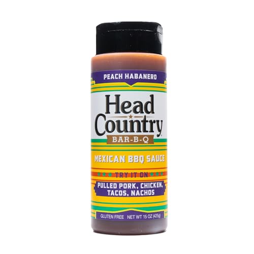 0028239009403 - HEAD COUNTRY BAR-B-Q PEACH HABANERO MEXICAN BBQ SAUCE | PERFECT FOR PULLED PORK, CHICKEN, TACOS AND NACHOS | GLUTEN-FREE | 15 OZ.
