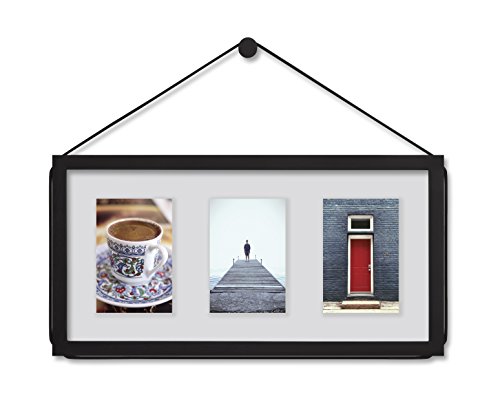 0028295444224 - UMBRA CORDA 3-OPENING PHOTO DISPLAY, 4 BY 6-INCH FLOAT SIZE, BLACK