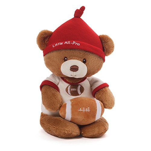 0028399078110 - GUND BABY TEDDY BEAR AND RATTLE, LITTLE ALL PRO FOOTBALL