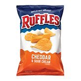 0028400202855 - RUFFLES RIDGED POTATO CHIPS, CHEDDAR AND SOUR CREAM, 7.75 OUNCE