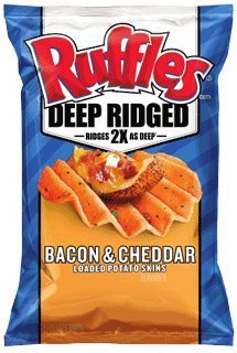 0028400208949 - FRITO LAY, RUFFLES®, LOADED BACON & CHEDDAR POTATO SKINS FLAVORED CHIPS, 7.5OZ BAG (PACK OF 3)