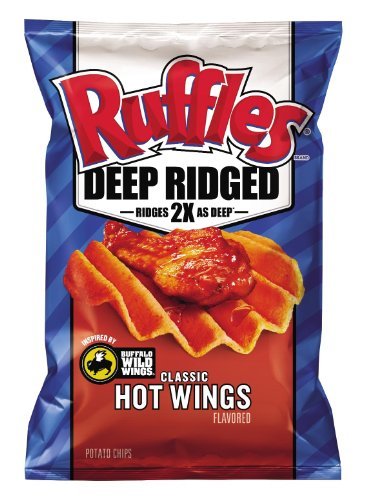 0028400222211 - FRITO LAY, RUFFLES®, CLASSIC HOT WINGS FLAVORED POTATO CHIPS, 7.5OZ BAG (PACK OF 3)
