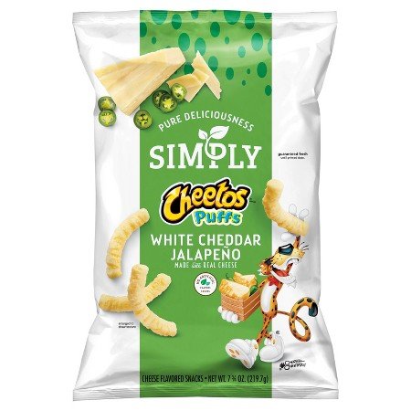 0028400647076 - CHEETOS SIMPLY CHEESE PUFFS WHITE CHEDDAR JALAPENO 8 OZ