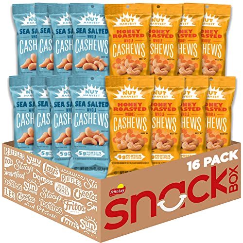 0028400729536 - NUT HARVEST CASHEWS SWEET & SALTY VARIETY PACK, HONEY ROASTED AND SEA SALTED (16 COUNT)