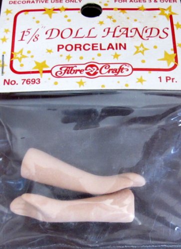 0028444454784 - FIBRE CRAFT PACK OF 1 PAIR OF PORCELAIN DOLL HANDS EACH 1-5/8 LONG FOR DOLL, ANGEL OR PUPPET MAKING