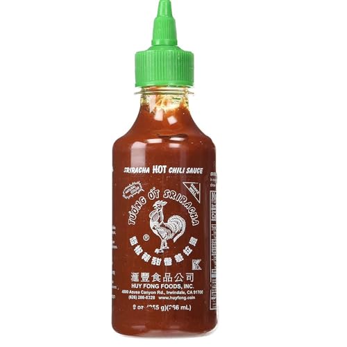 0028457000374 - THE ORIGINAL HUY FONG SRIRACHA, 9 OZ ROOSTER SRIRACHA CHILI SAUCE, SPICY FLAVOR HOT SAUCE W/CHILI PEPPER, LOW CARB CLASSIC COOK SRIRACHA CHILI PASTE FOR HOTDOGS EGGS BURGERS SOUPS TACOS, 3-PACK