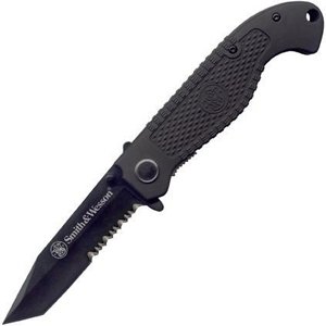 0028634000784 - SMITH & WESSON CKTACBS TACTICAL SERRATED TANTO KNIFE, BLACK