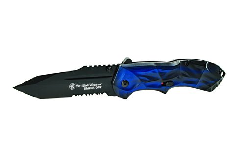 0028634704057 - SMITH & WESSON SWBLOP3TBLS OPS M.A.G.I.C. ASSISTED OPENING LINER LOCK FOLDING KNIFE, DARK BLUE