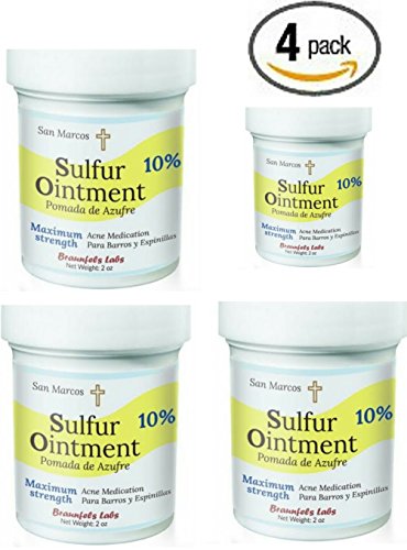 0028672409259 - 4 PACK - 10% SULFUR OINTMENT - ACNE & SKIN CARE. GO ALL NATURAL ! NO PEG (ZERO POLYETHYLENE GLYCOL)