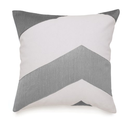 0028828142580 - JILL ROSENWALD COPLEY COLLECTION BUCKLEY DECORATIVE PILLOW, 18 BY 18-INCH, GREY CHEVRON DESIGN ON WHITE BACKGROUND