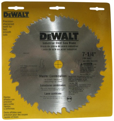 0028874033320 - DEWALT DW3332 7-1/4-INCH 60 TOOTH ATB MASTER COMBINATION SAW BLADE WITH 5/8-INCH AND DIAMOND KNOCKOUT ARBOR