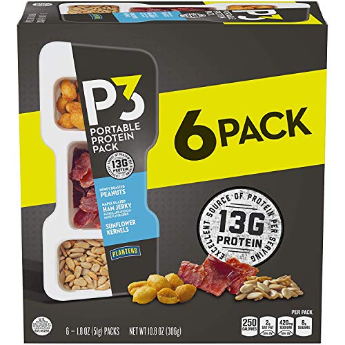 0029000020252 - P3 WITH HONEY ROASTED PEANUTS, MAPLE GLAZED HAM JERKY & SUNFLOWER KERNELS PORTABLE PROTEIN PACK (1.8 OZ TRAYS, PACK OF 6) - SATISFYING SNACK, WORK SNACK, ACTIVE LIFESTYLE SNACK AND ON-THE-GO SNACK