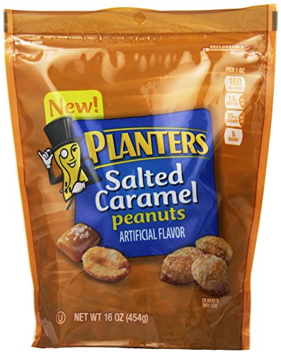 0029000020320 - PLANTERS FLAVORED PEANUTS, SALTED CARAMEL BAG, 16 OUNCE