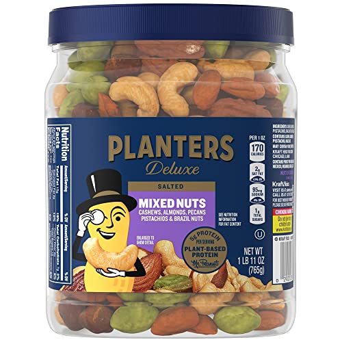 0029000023888 - PLANTERS DELUXE MIXED NUTS WITH SEA SALT, 27 OZ. RESEALABLE CONTAINER - VARIETY MIXED NUTS SNACKS WITH CASHEWS, ALMONDS, PECANS, PISTACHIOS & HAZELNUTS - ENERGY BOOST - KOSHER