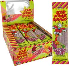 0029126153704 - SOUR POWER PASSIONFRUIT CANDY STRAW PACKAGES, PASSIONFRUIT, 24COUNT
