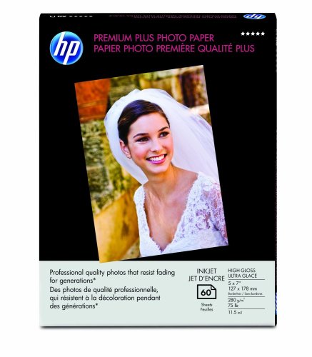 0029160268662 - HP PREMIUM PLUS PHOTO PAPER, HIGH GLOSS, (60 SHEETS, 5 X 7 INCHES BORDERLESS)