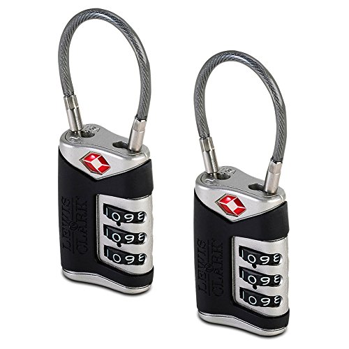 0029275019326 - LEWIS N. CLARK TSA-APPROVED COMBINATION LUGGAGE LOCK WITH STEEL CABLE (2-PACK), BLACK,ONE SIZE