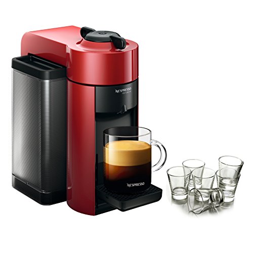 0029441098650 - NESPRESSO VERTUOLINE EVOLUO CHERRY RED COFFEE AND ESPRESSO MAKER WITH FREE SET OF 6 ESPRESSO GLASSES