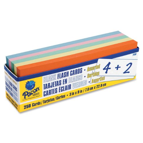 0029444741508 - PACON BLANK FLASH CARDS, 3 X 9, PACK OF 250