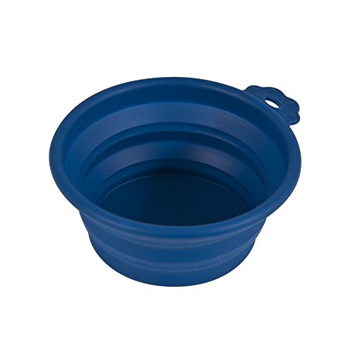 0029695233678 - PETMATE 23367 SILICONE ROUND 1.5-CUP TRAVEL BOWL FOR PETS, NAVY BLUE