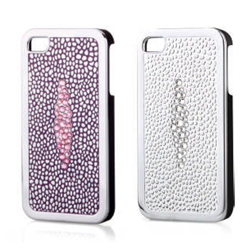 0029882101377 - BLING STING RAY DESIGN ELEGANT PINK VIOLET AND CRYSTAL WHITE CASE FOR IPHONE 4 AND 4S IN THICK CHROME WITH GENUINE CRYSTALS INCLUDES SCREEN PROTECTOR AND CLEANING CLOTH. HIGH QUALITY AND STYLISH HARD COVER CASE COMES IN A BEAUTIFUL GIFT BOX