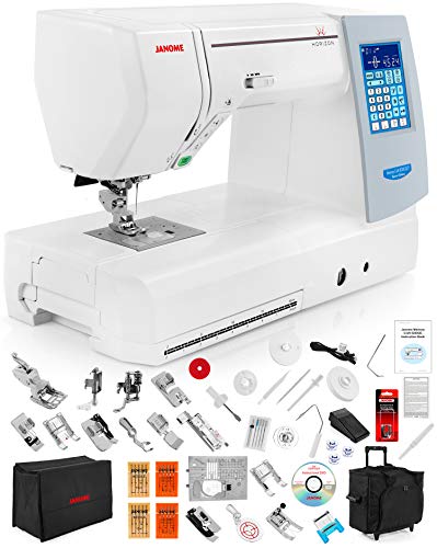 0029882767696 - JANOME MEMORY CRAFT HORIZON 8200 QCP SPECIAL EDITION COMPUTERIZED SEWING MACHINE W/ EXTENSION TABLE + TROLLEY + SEMI-HARD COVER + CLOTH GUIDE + MUCH MORE!