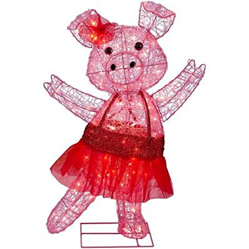 0029944528166 - CHRISTMAS 32 ACRYLIC PIG WITH BOW IN TUTU OUTDOOR YARD DECORATION