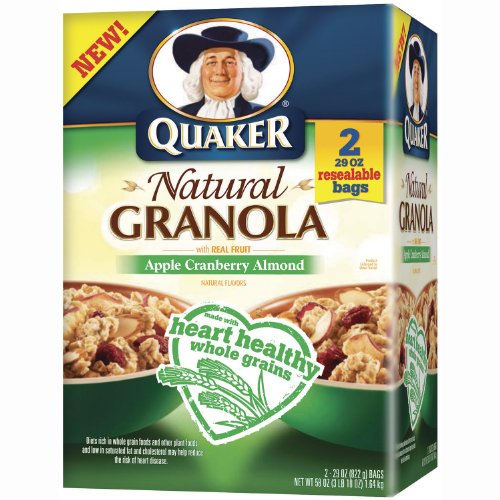 0030000312537 - QUAKER NATURAL GRANOLA APPLE, CRANBERRY, AND ALMOND IN GRANOLA, 2 RESEALABLE BAG