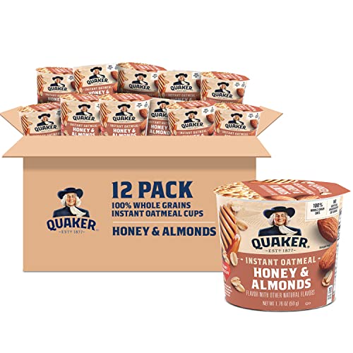0030000562055 - QUAKER INSTANT OATMEAL INSTANT OATS EXPRESS CUPS, HONEY & ALMONDS, BREAKFAST CEREAL, INDIVIDUAL CUPS, 1.76 OZ CUPS (PACK OF 12)