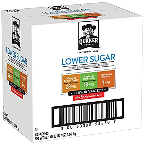 0030000562307 - QUAKER INSTANT OATMEAL, LOWER SUGAR, VARIETY PACK, BREAKFAST CEREAL, 48 COUNTS