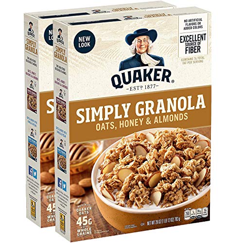 0030000563137 - QUAKER SIMPLY GRANOLA OATS, HONEY & ALMONDS, BREAKFAST CEREAL, 28 OZ BOXES, (2 PACK)