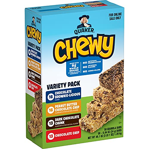 0030000568811 - QUAKER CHEWY GRANOLA BARS CHOCOLATE LOVERS 58CT VARIETY PACK
