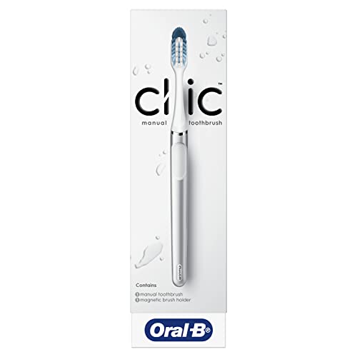 0300410106805 - ORAL-B CLIC TOOTHBRUSH, CHROME WHITE, WITH 1 REPLACEABLE BRUSH HEAD AND MAGNETIC HOLDER