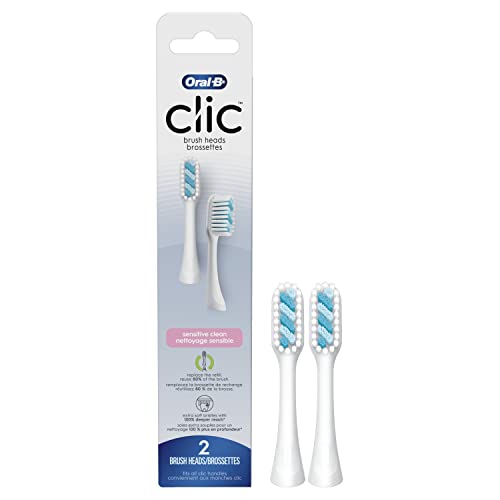 0300410108762 - ORAL-B CLIC TOOTHBRUSH SENSITIVE CLEAN REPLACEMENT BRUSH HEADS, WHITE, 2 COUNT