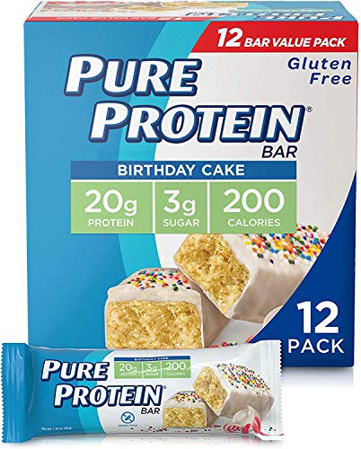 0300716781300 - PURE PROTEIN BARS, HIGH PROTEIN, NUTRITIOUS SNACKS TO SUPPORT ENERGY, LOW SUGAR, GLUTEN FREE, BIRTHDAY CAKE, 1.76 OZ, PACK OF 12