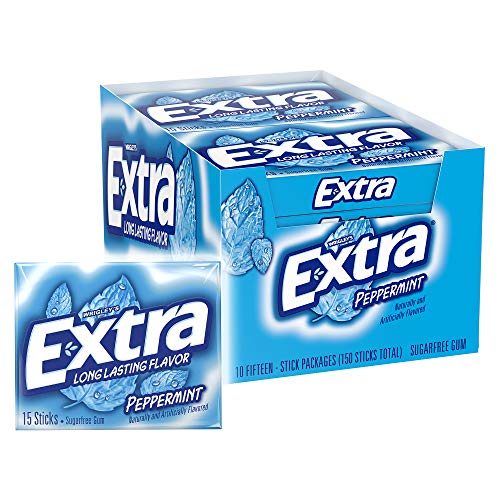 0300718737329 - EXTRA GUM PEPPERMINT CHEWING GUM, 15 PIECES (PACK OF 10)