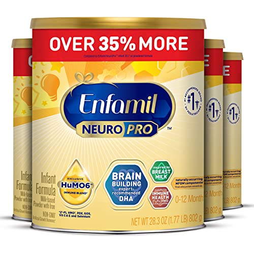 0300875121108 - ENFAMIL NEUROPRO BABY FORMULA, BRAIN AND IMMUNE SUPPORT WITH DHA, IRON AND PREBIOTICS, INFANT FORMULA INSPIRED BY BREAST MILK, NON-GMO, POWDER CAN, 28.3 OZ (PACK OF 4)