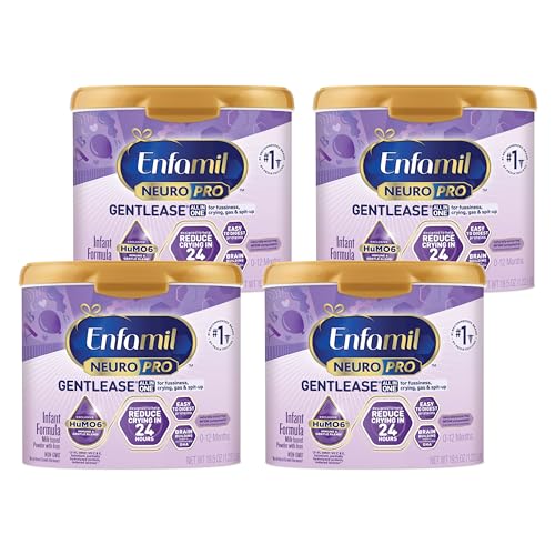 0300875121207 - ENFAMIL NEUROPRO GENTLEASE BABY FORMULA, INFANT FORMULA NUTRITION, BRAIN SUPPORT THAT HAS DHA, HUMO6 IMMUNE BLEND, DESIGNED TO REDUCE FUSSINESS, CRYING, GAS & SPIT-UP IN 24 HRS, 19.5 OZ, (PACK OF 4)