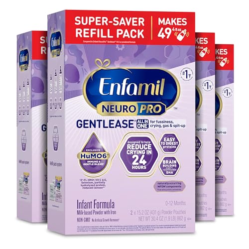 0300875121245 - ENFAMIL NEUROPRO GENTLEASE BABY FORMULA, INFANT FORMULA NUTRITION, BRAIN SUPPORT THAT HAS DHA, HUMO6 IMMUNE BLEND, DESIGNED TO REDUCE FUSSINESS, CRYING, GAS & SPIT-UP IN 24 HRS, 30.4 OZ, 4 BOXES