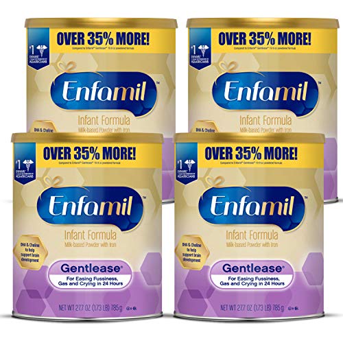 0300875121269 - ENFAMIL GENTLEASE BABY FORMULA, REDUCES FUSSINESS, CRYING, GAS AND SPIT-UP IN 24 HOURS, DHA & CHOLINE TO SUPPORT BRAIN DEVELOPMENT, VALUE POWDER CAN, 27.7 OZ (PACK OF 4)