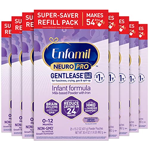 0300875130940 - ENFAMIL NEUROPRO GENTLEASE BABY FORMULA, BRAIN AND IMMUNE SUPPORT WITH DHA, CLINICALLY PROVEN TO REDUCE FUSINESS, CRYING, GAS AND SPIT-UP IN 24 HOURS, NON-GMO, POWDER REFILL BOX, 30.4 OZ (PACK OF 8)