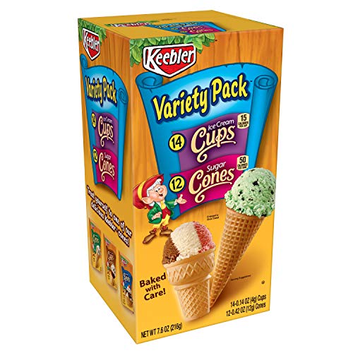 0030100381440 - KEEBLER ICE CREAM CONE VARIETY PACK, SUGAR CONES AND ICE CREAM CUPS, 26 COUNT, PACK OF 6